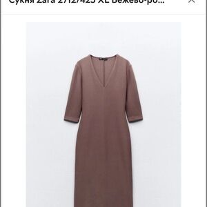 Zara Women's Taupe Long Sleeve Dress